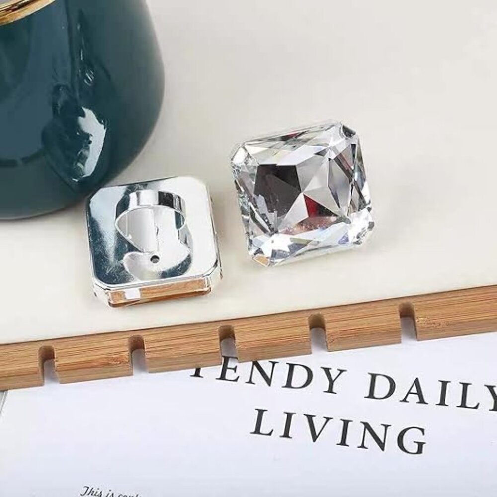 White Exaggerated Large Square Rhinestone Stateme… - image 4